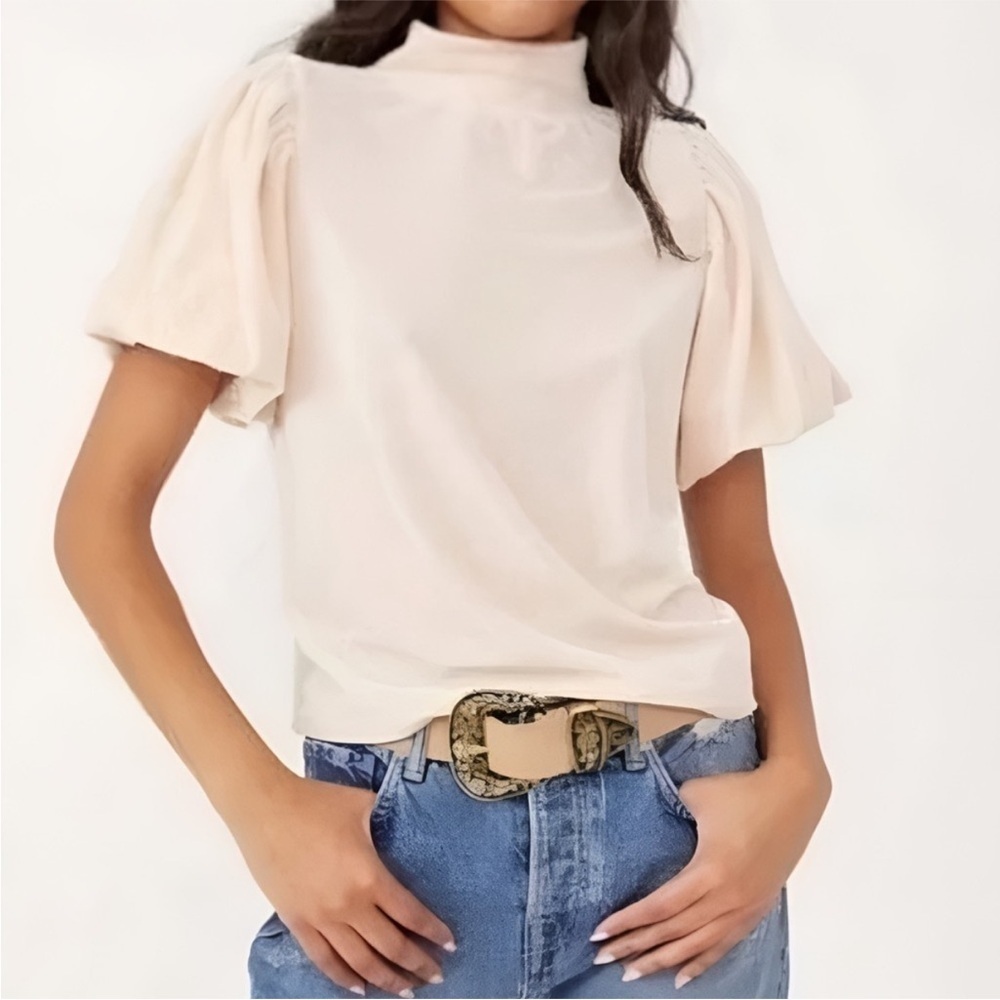 Free People Claudia Velvet Top Blouse Puff Sleeve Size XS Holiday Party